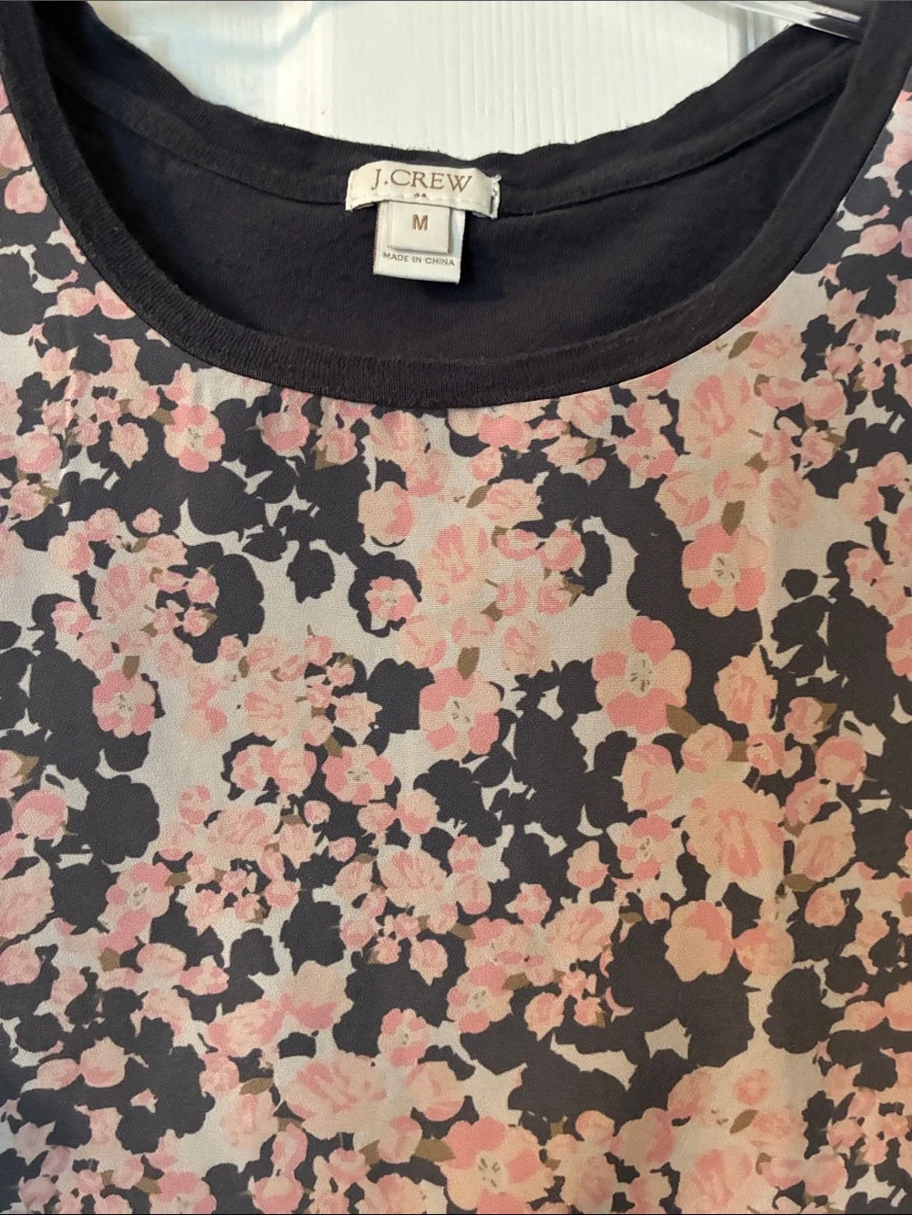 J. Crew Tee with Pink Floral Front Panel